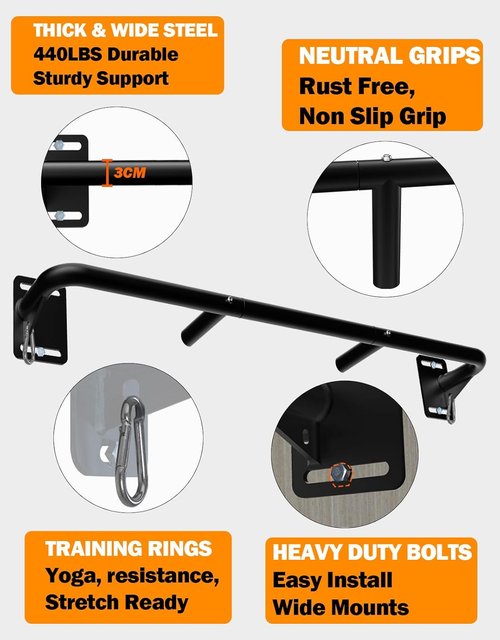 Fitarc Joist Mount Pull Up Bar | Heavy-Duty Steel Ceiling & Wall Chin Up Bar for Home Gym