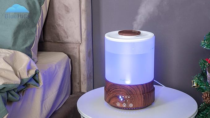 BlueHills Premium Set of Two Large 2500 ML and 4000 ML Tall XL Essential Oil Diffusers Humidifier Combo for Large Room Home with Décor LED Lights Great Gift – Value Pack of Dark Wood Grain.