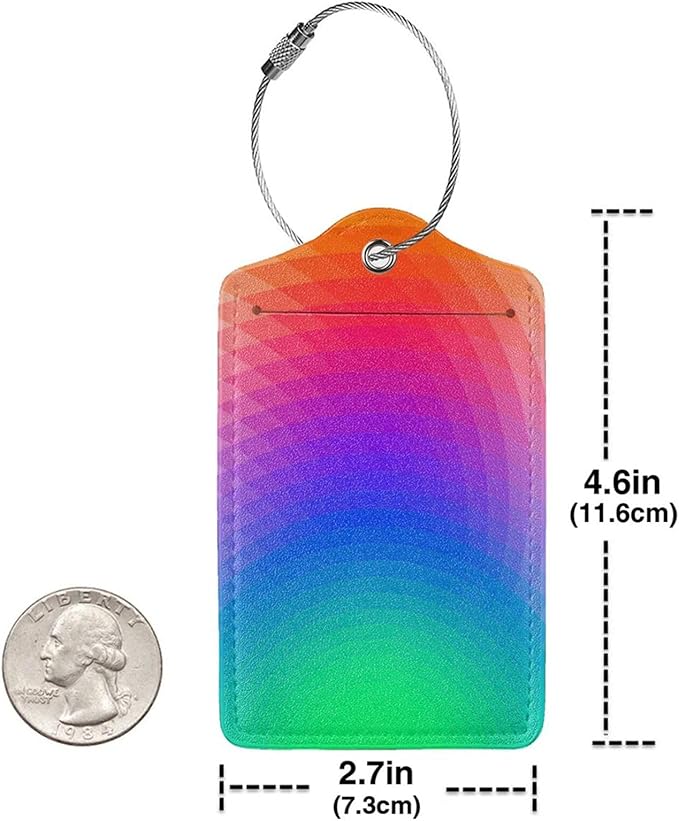 2 Pcs Colorful Geometric Luggage Tags for Suitcases, Bright Rainbow Decorations Tags Birthday Gifts for Men Women, LGBT Tag Outdoor Travel