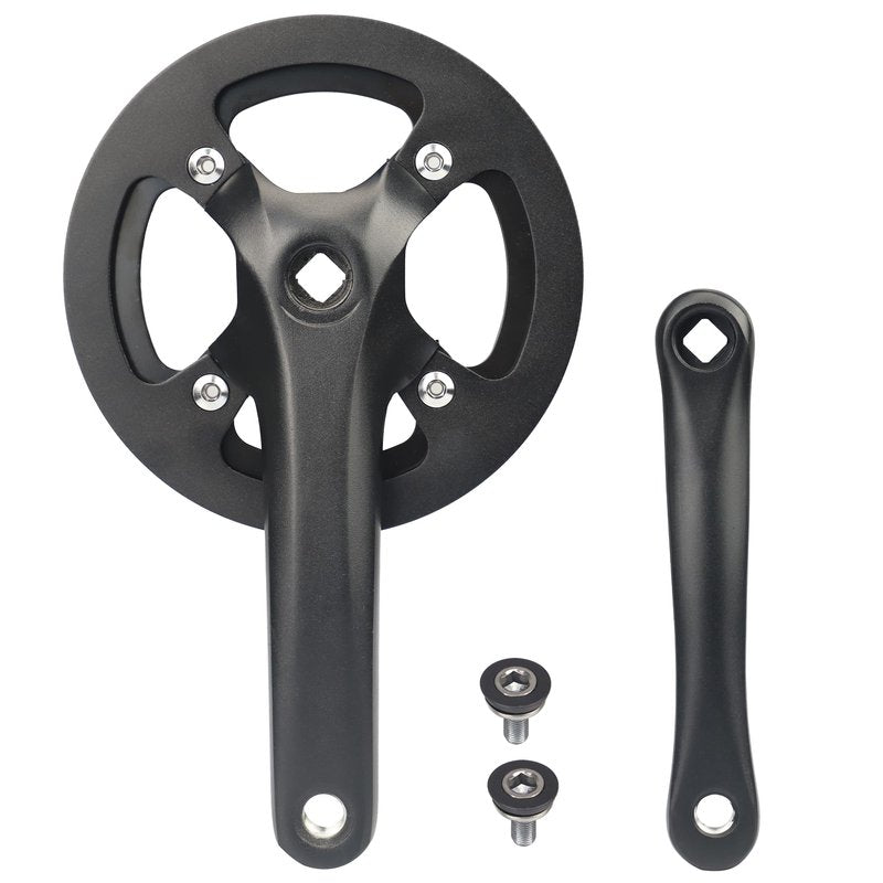 WEEROCK Mountain Bike Crankset Steel 1 Piece 38T Charing Single Alumininum Alloy Cover Crank Set with 170mm Arm 104 BCD, Compatible with Single Speed Bicycle and 6/7/8/9/10/11 Speeds MTB Bike, Black