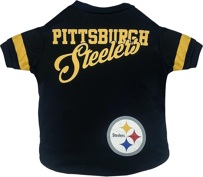 Pets First NFL Pittsburgh Steelers T-Shirt for Dogs & Cats, Large. Football Dog Shirt for NFL Team Fans. New & Updated, Durable & Cute Sports PET TEE Outfit (PIT-4146-LG)