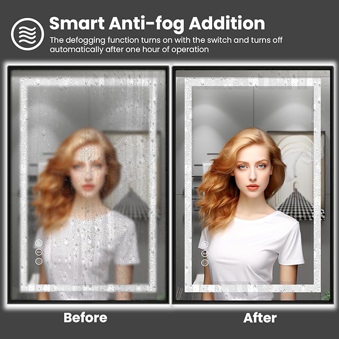 Amorho LED Bathroom Mirror, 88" X38" Front Light and Backlit with Black Frame, Stepless Dimmable, Anti-Fog, Shatter-Proof, Memory, 3 Colors, Double LED Vanity Mirror