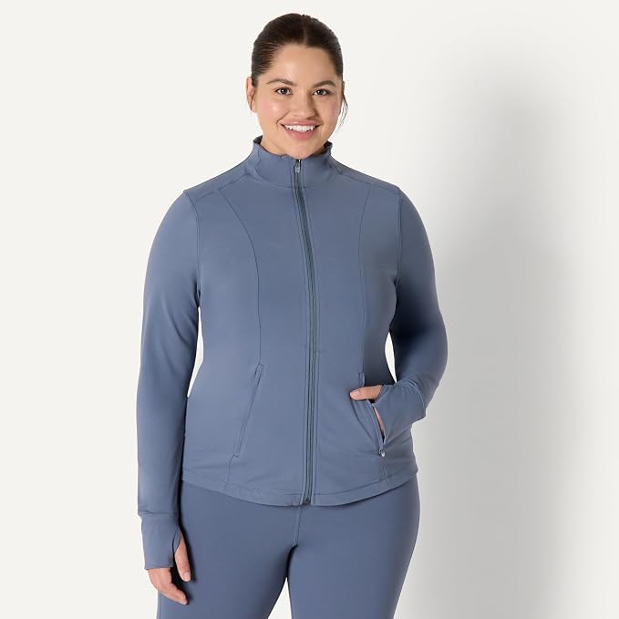 Amazon Essentials Women's Active FormFlex Buttery Soft Slim Fit Quarter Zip Long Sleeve Pullover Jacket