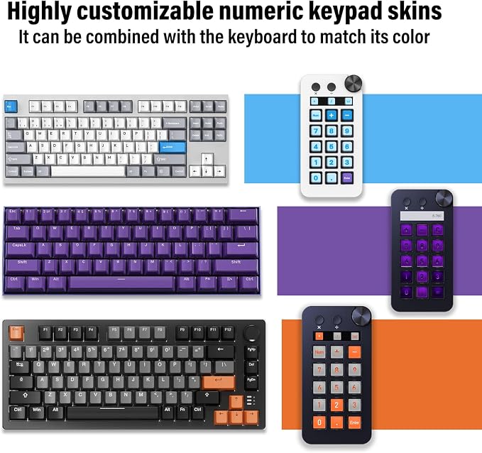 Streaming Deck,Macro pad/Calculator/Numeric Keypad Three Modes | 15 Customizable Macro Keys and LCD Bar,Large Dial,Work Efficiency Device,Compatible with Windows and Mac(N1 White)