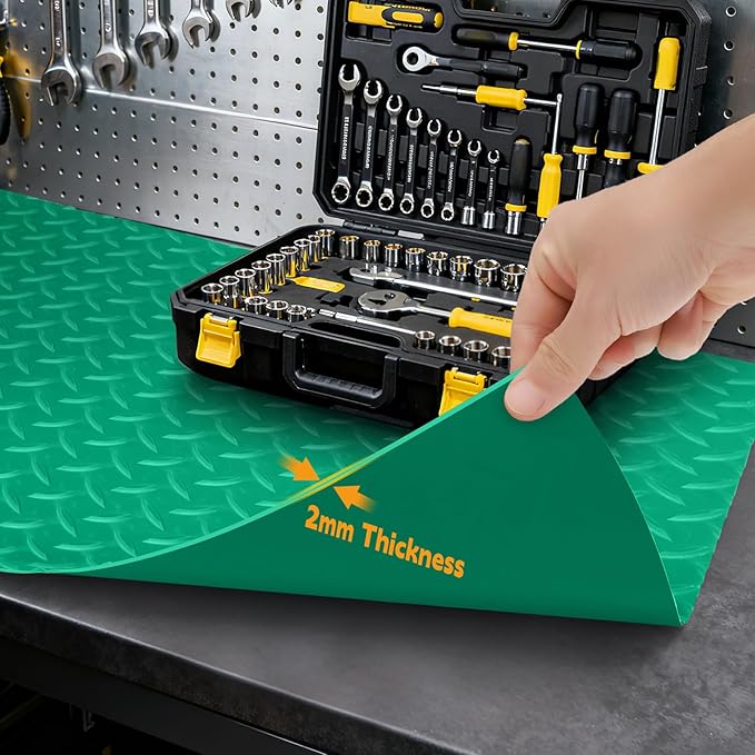 Workbench Mat, Green 23.62" x 47.24" PVC Work Bench Mat with Non-Slip Texture, 2 mm Thick Scratch & Stain Resistant Surface for Painting, Woodworking, Crafting, Projects and Tool Protection