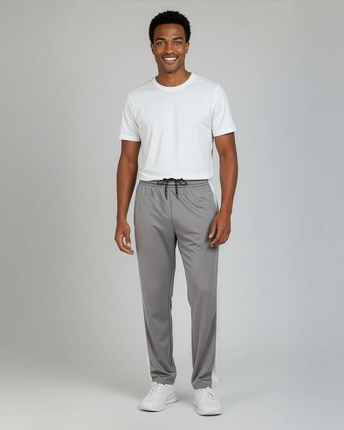 3 Pack Men's Mesh Open Bottom Sweatpants Active Athletic Workout Gym Pocket | Available in Big & Tall, Uncuffed, Elastic Waistband, Drawstring, Straight Leg, Running, Jogging, Exercise, Training, Sports
