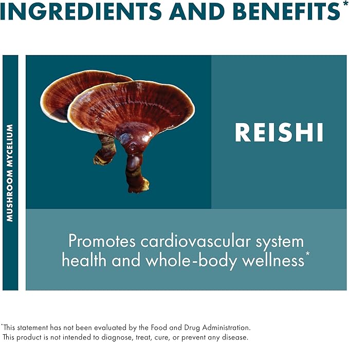 Host Defense Reishi Capsules - Heart & Immune Health Support Supplement - Mushroom Supplement to Support Energy & Vitality - Reishi Supplement to Aid Overall Well-Being - 120 Capsules (60 Servings)*
