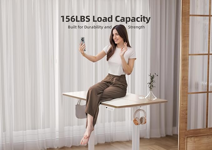 YDN 35 x 20 Inch Nature Electric Standing Desk | Adjustable Height, Sit Stand, Cable Management, Ergonomic, Home Office