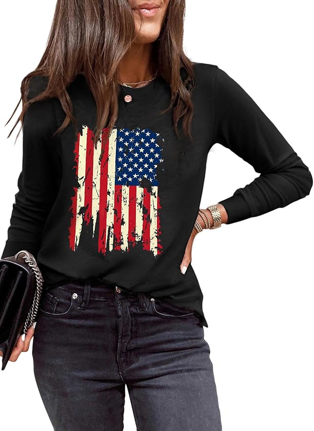 EVALESS Womens Crewneck Long Sleeve Tops Casual Polka Dots Tops Fall 2026 Tshirts Shirts