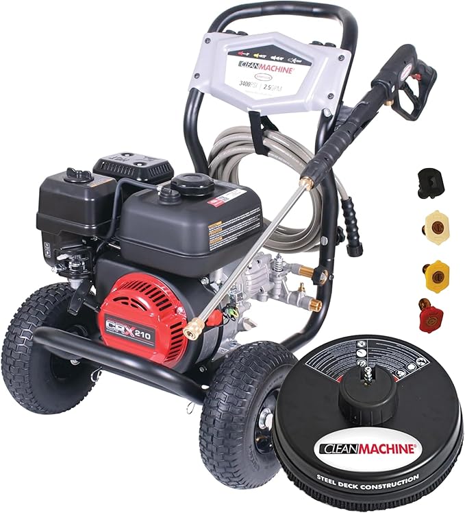 Simpson 3400 PSI Gas Pressure Washer and 15-Inch Surface Cleaner, 2.5 GPM Residential Power Washer, 25' Hose, Clean Machine, 49-State (CM61248-S)