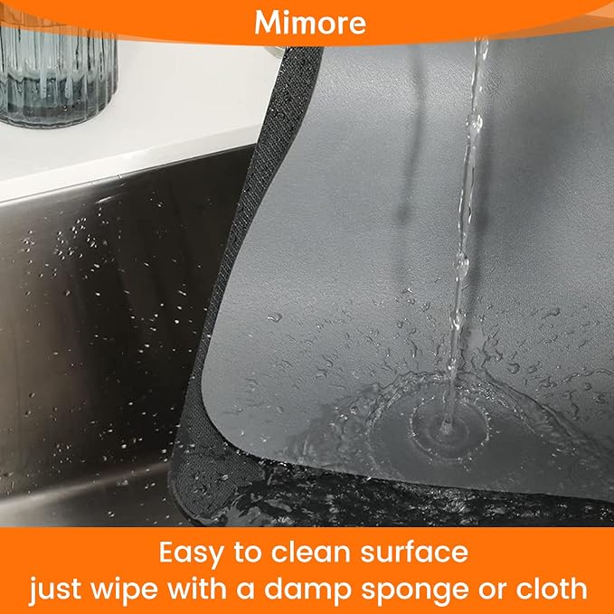 Mimore Coffee Mat - 16x24 Inch Grey Countertop Mat - Absorbent, Hides Stains, Rubber Backed - Dish Drying Mat Fits Under Coffee Maker, Espresso Machine