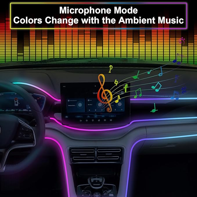 Dreamcolor Interior Car Strips Lights: Led Acrylic Light 14 in 1 RGB Ambient Lighting with Wireless App for Cars - 16 Million 175 Inches 600 Led Music Sync Led Lights Kits