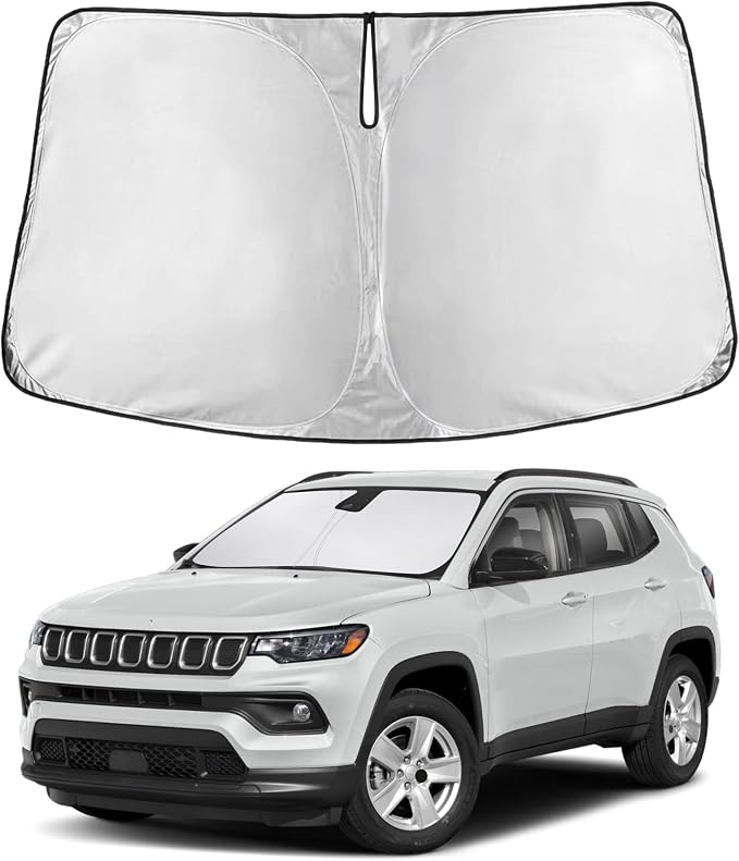 EcoNour Windshield Sunshade Compatible for Jeep Compass 2017-2023 2024 2025, Sun Visor for Front Windshield & Window Sun Shade Cover, UV Heat Blocker & Protector, Car Accessories