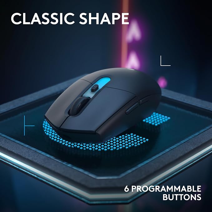 Logitech G305 X Superlight Wireless Gaming Mouse - Black | 59g Lightweight, 44K DPI, 678 IPS, Wireless 2.4 GHz/Bluetooth/USB-C, <170 hr Battery, 6 buttons, RGB, PC/Mac Compatible