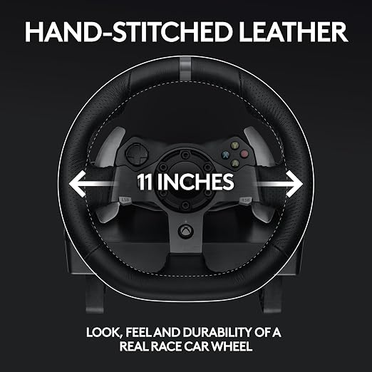 Logitech G920 Racing Wheel and Pedals for Xbox X|S/Xbox One/PC | Real force feedback, stainless steel paddle shifters, leather steering wheel cover, for Xbox Series X|S, PC, Mac