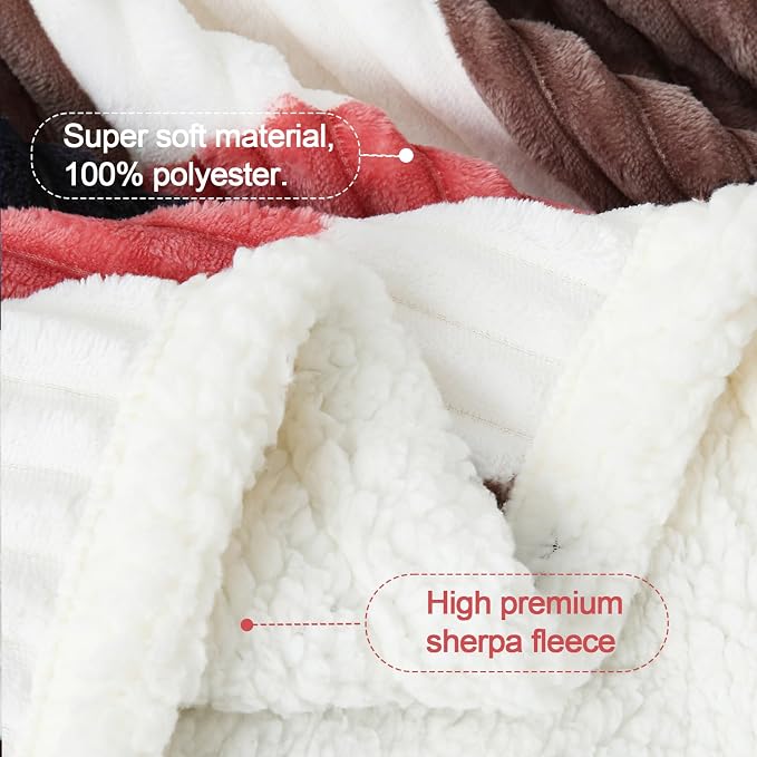 PU MEI Sherpa Blanket Twin Plaid Thick Bed Blanket, 60”*80” Super Soft Flannel Fuzzy Fleece Reversible Velvet Plush Warm Blanket for Couch (Black Red Check)
