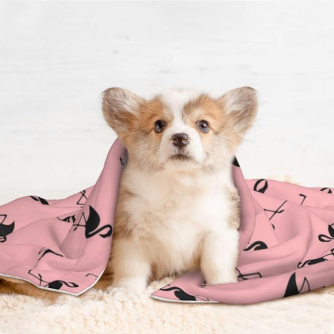 Reversible Dog Blanket for Beds Couches, Pink Flamingo, Double Sided Cat Blanket with Textured Dot Feel and Smooth Feel for Seasonal Comfort All Year