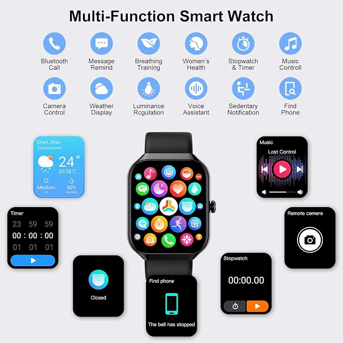 Smart Watch for Men Women (Answer/Make Call), Fitness Watch with Heart Rate/Sleep Monitor/Pedometer/Calories,2026 New Smartwatch IP68 Waterproof,113+ Sports Modes, Activity Tracker for Android iOS