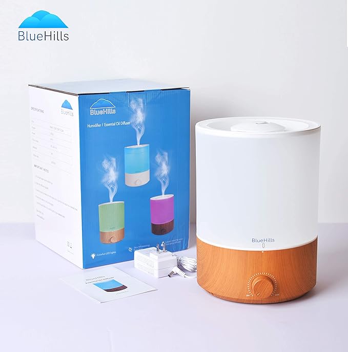 BlueHills Premium Set of Two Large 4000 ML and 2000 ML XL Essential Oil Diffusers Humidifier Combo for Large Room Home with Décor LED Lights Great Gift – Value Pack of Wood Grain and Dark Wood Grain.