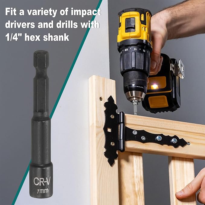 uxcell 2Pcs 1/4" Hex Shank 7mm Magnetic Hex Socket 65mm Length, CR-V Steel Quick-Release Impact Driver Socket Wrench Screw for Impact Drill Power Nut Setter