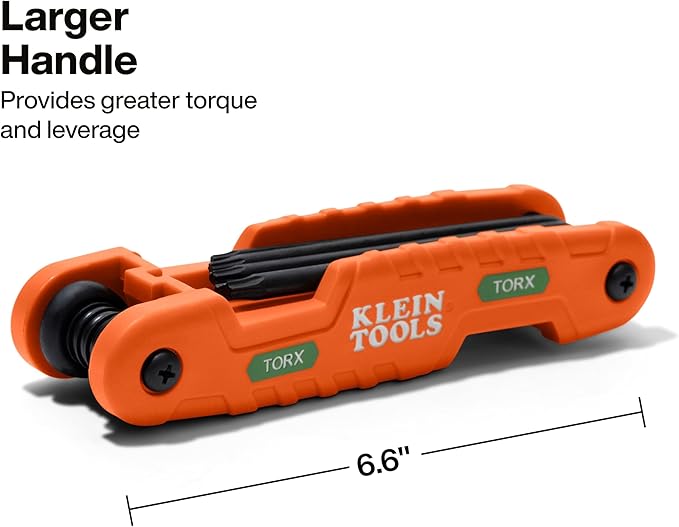 Klein Tools 70550T Pro Folding Hex Key Set, 10-Key Torx Sizes T6 to T40, Heat-Treated Alloy Steel, High-Leverage Blades