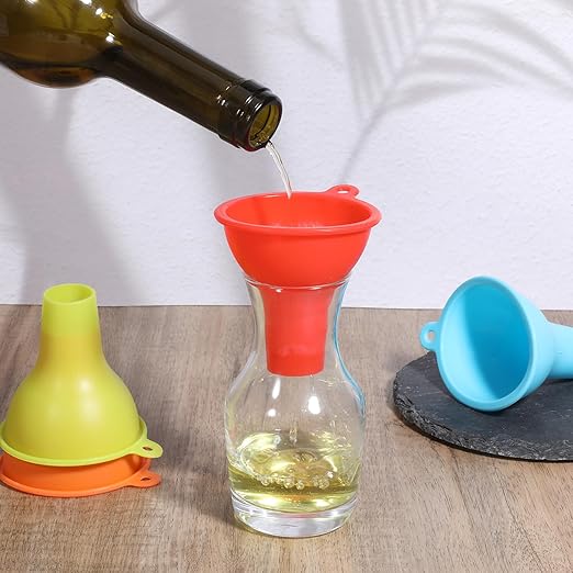 4Pcs Wide Mouth Funnel 1 Inch Silicone Funnels Kitchen Use Flexible Condiment Sauce Canning Set for Filling Oil Water Bottles Home Restaurant Jars Cans, 3.2 x 1