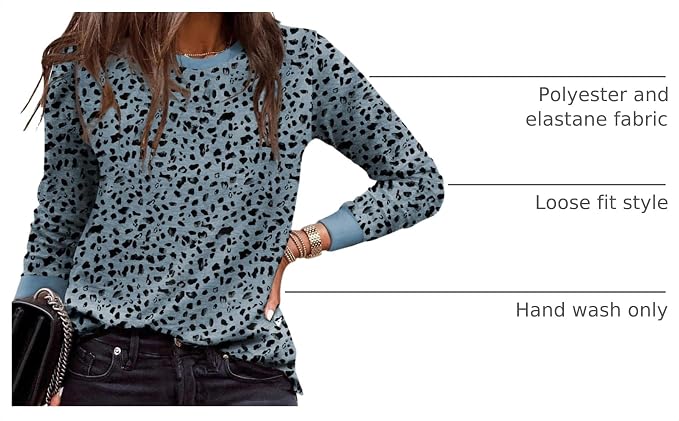 EVALESS Womens Crewneck Long Sleeve Tops Casual Polka Dots Tops Fall 2026 Tshirts Shirts