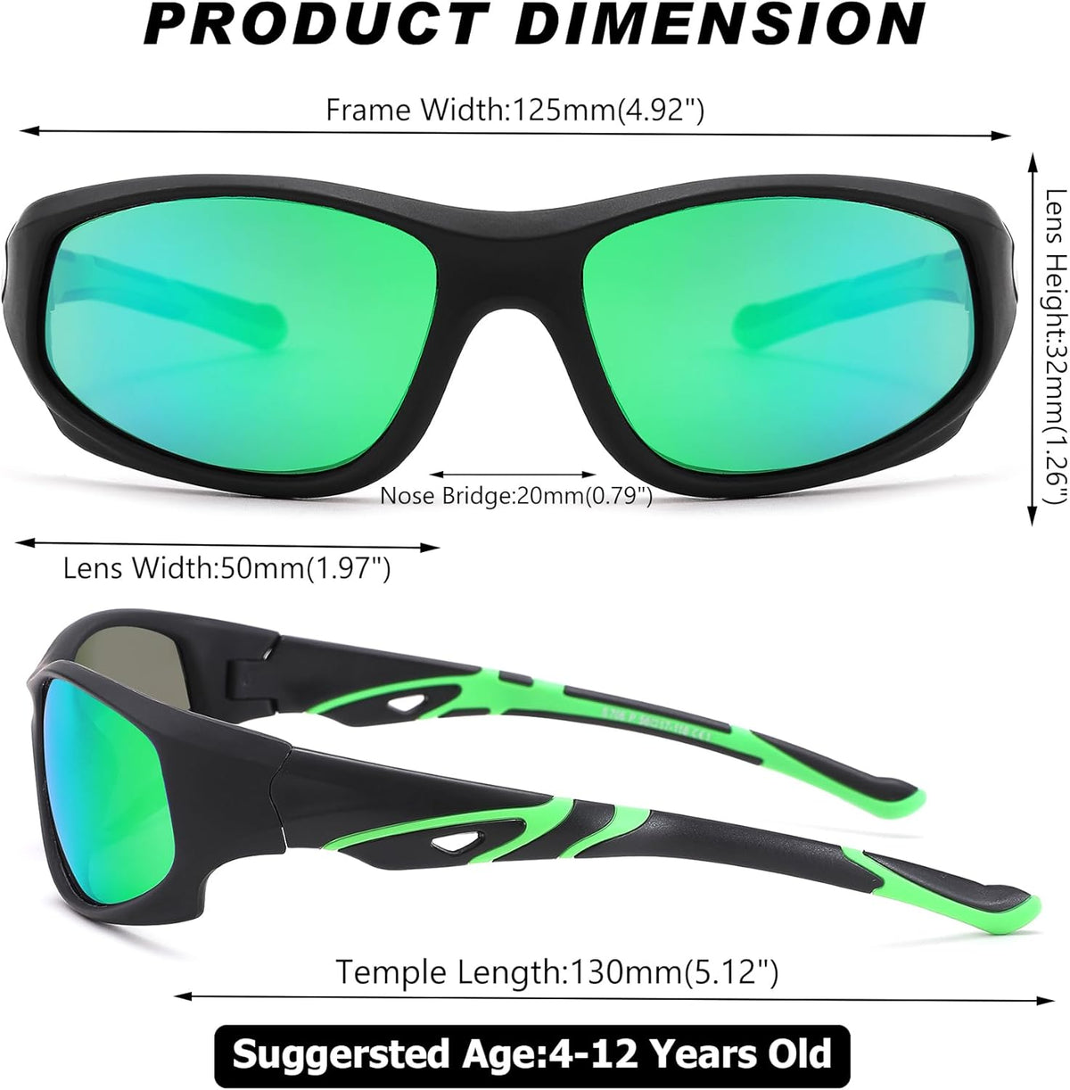 Skiennix Kids Baseball Sunglasses - Unbreakable Polarized Sports Shades with Strap for Ages 4-12