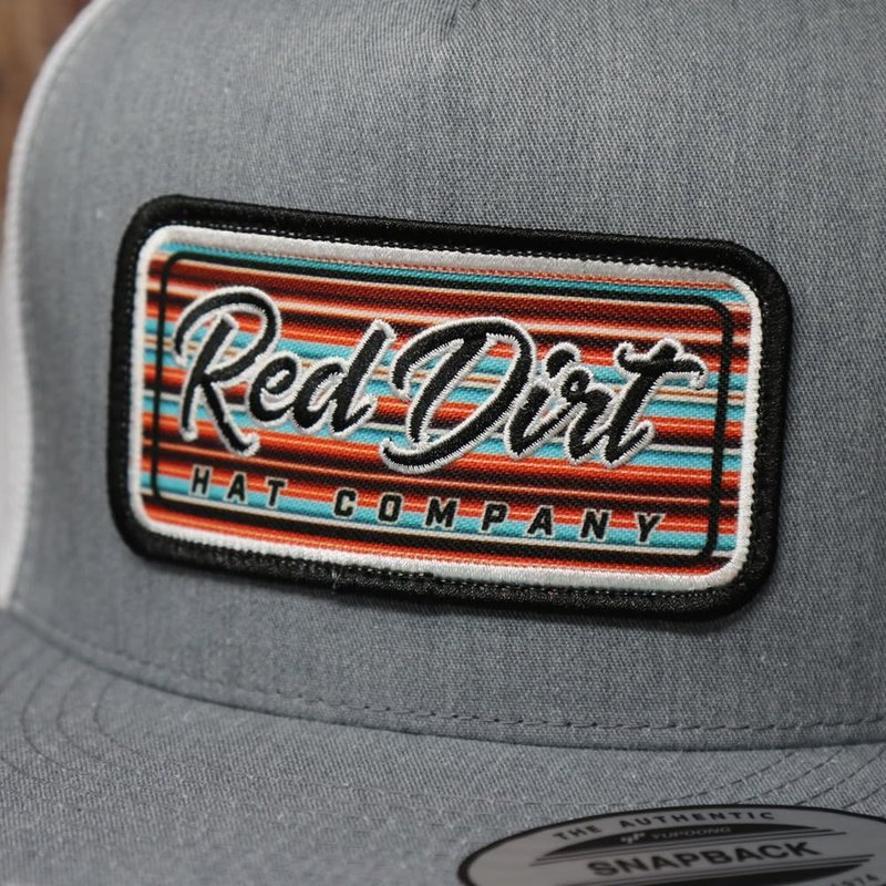 Red Dirt Hat Company Serape 2023 5-Panel Adjustable Snapback Hat, Trucker Cap w/Ventilated Mesh Back & Snap Back, Structured Baseball Cap for Men & Women - Heather Grey/White, One Size Fits All