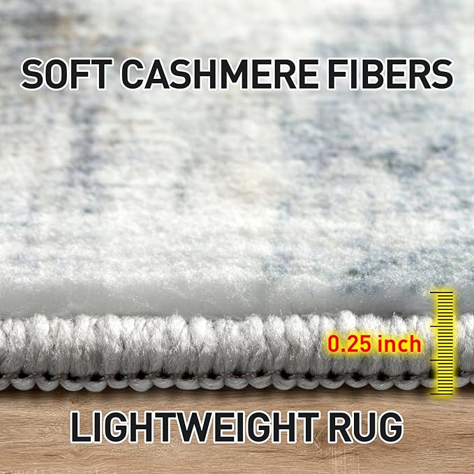8x10 Area Rugs Washable Rug: Large Modern Abstract Living Room Rug Soft Anti-Skid Thin Carpet Indoor Floor Non-Shedding Carpets for Bedroom Dining Room Farmhouse Nursery Home Office Blue Multi