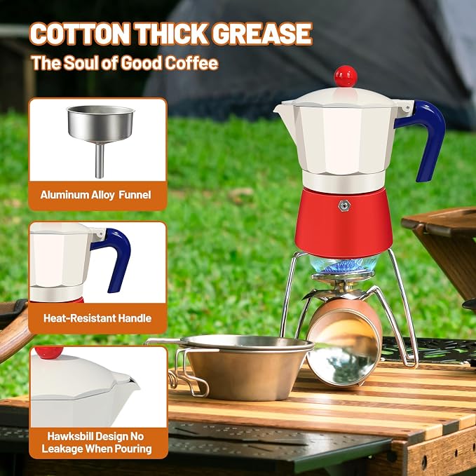 9 Cup Aluminum Espresso Stovetop Moka Pot Express Coffee Maker Percolator Italian Classic Mocha Coffee Machine for Italian and Cuban Cafe Brewing for Home & Camping 450ml 15oz
