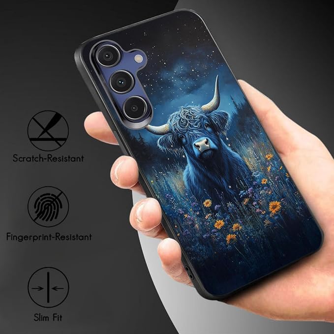 Designed for Galaxy S25 Plus Phone Case,Slim Silicone Shockproof Protective Case for Galaxy S25 Plus 6.7 inch,Cute Highland Cow