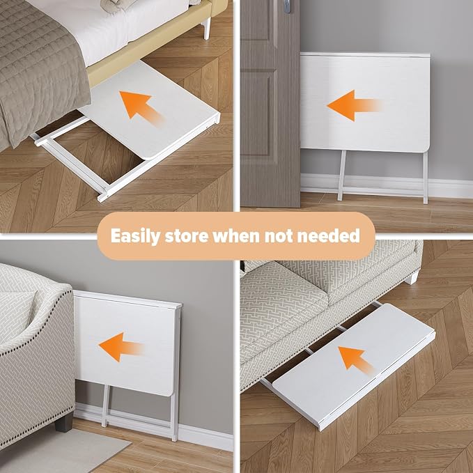 WOHOMO Folding Desk, 47.2" Foldable Computer Desk for Bedroom, Space Saving Computer Table Writing Workstation for Home Office, Easy Assembly, White | Easy Assembly and Fold, Sturdy Home office desks for Study Bedroom Dorm Space Saving Writing Work Apa...