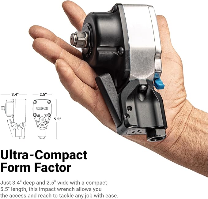Capri Tools 1/2 in. Palm Air Impact Wrench, 400 ft. lbs.