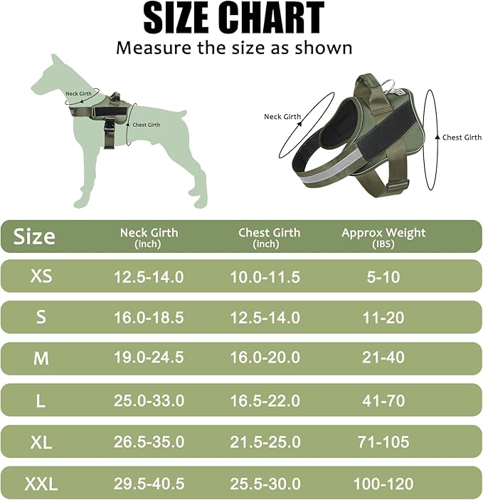 Bolux Dog Harness, No-Pull Reflective Dog Vest, Breathable Adjustable Pet Harness with Handle for Outdoor Walking - No More Pulling, Tugging or Choking (Dark Green, XS)