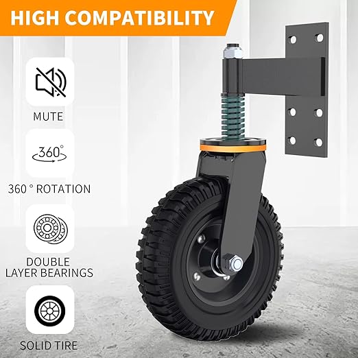 6 Inch Gate Wheel, Made of Fine Iron Solid Rubber, Maximum Weight Capacity 600 Lbs, Corrosion and Rust Resistant for Wood Gates and Metal Pipe Gates (Yellow Upgrade)