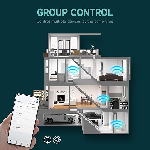 TOPELER 2Pack Smart Power Wall Outlet, 15 Amp WiFi Socket Divided Control, Remote Control by Smartphone, Compatible with Alexa and Google Home, No Hub Required, Black, ETL&FCC Listed, 2.4G WiFi Only