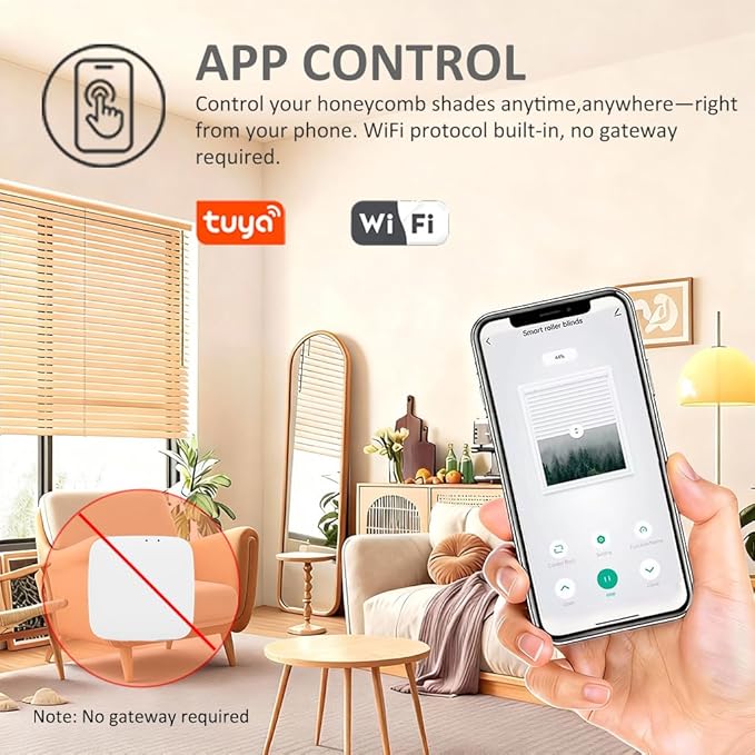 DC24V Tuya WiFi Smart Tubular Motor 45mm, Heavy Duty Motorized Roller Shade Kit, Automatic Awning Opener，Compatible with Amazon Alexa & Google Home (50 N.m for Φ60mm（2-3/8"） Round Tube)