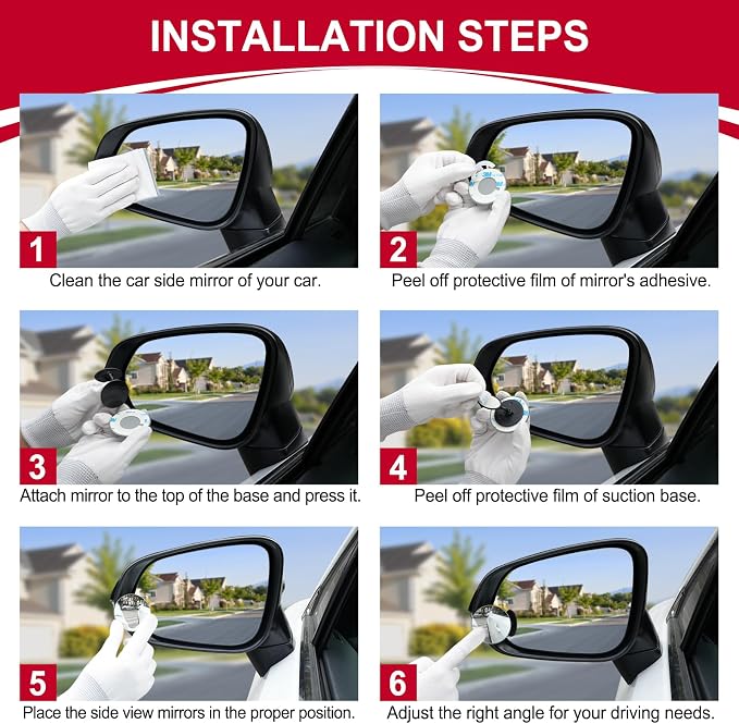 LivTee Blind Spot Mirrors, 2" Round HD Glass Frameless 360�� Adjustable Convex Rear View Mirrors with Wide Angle Stick, Exterior Accessories for Cars, SUVs and Trucks, 2 Pack