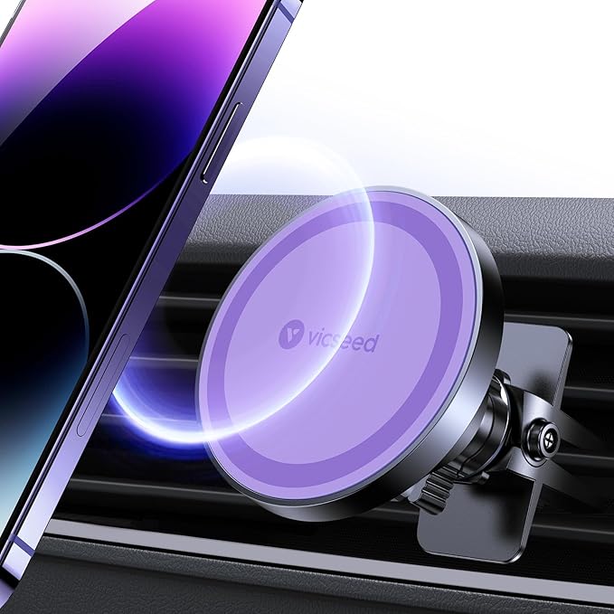 VICSEED for MagSafe Car Mount [Upgraded Strongest Magnet Power] Magnetic Phone Holder for Car Vent 360 Adjustable Magnetic Phone Mount for iPhone 17 Pro Max 16 15 14 13 12 Plus Mini, Purple