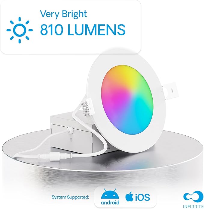 INFIBRITE 4 Inch WiFi Smart 9W 810LM Recessed LED Ceiling Light, Alexa/Google, Wet Rated (24 Pack)