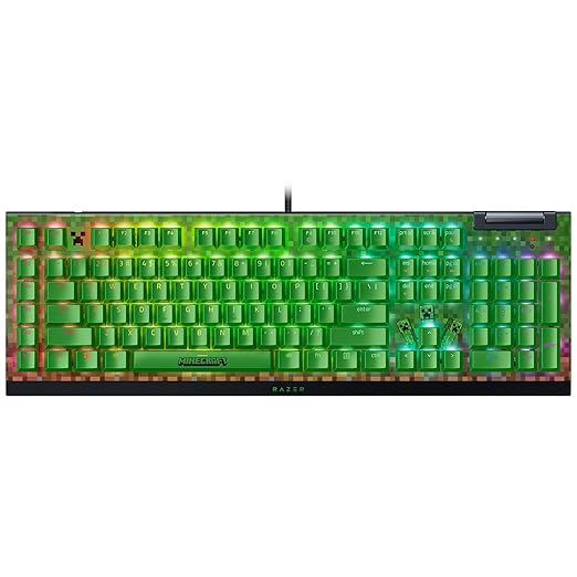 Razer BlackWidow V4 X Mechanical Gaming Keyboard, Minecraft Edition | Green Switches Tactile & Clicky, 6 Macro Keys, Chroma RGB, Doubleshot ABS Keycaps, Sound Dampening & Stabilizers