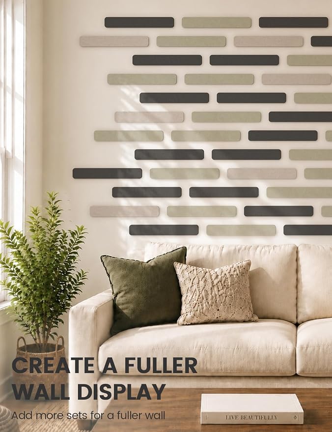 Fluxynara 13" x 2" Felt Wall Panels, Black | 5-Pack Cork Board Alternative with 35 Push Pins, Adhesive Mounting for Bedroom Door or Home Office