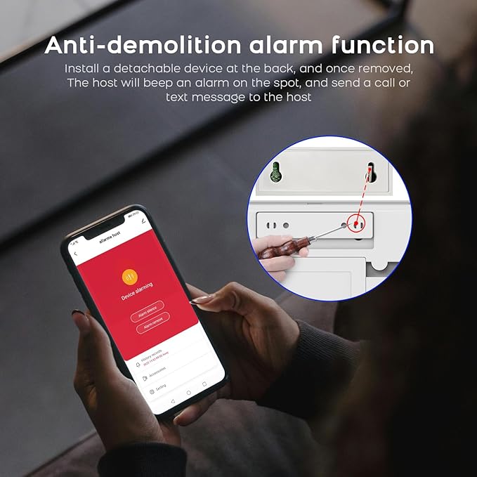 PGST Alarm System,Wireless Home Security Systems with Door Open Alarm Sensors,Motion Sensors,Loud Siren,Remote,Compatible with Alexa&Google for Villa,Apartment,Cabage,No Contract Fee (A108F-US-A)