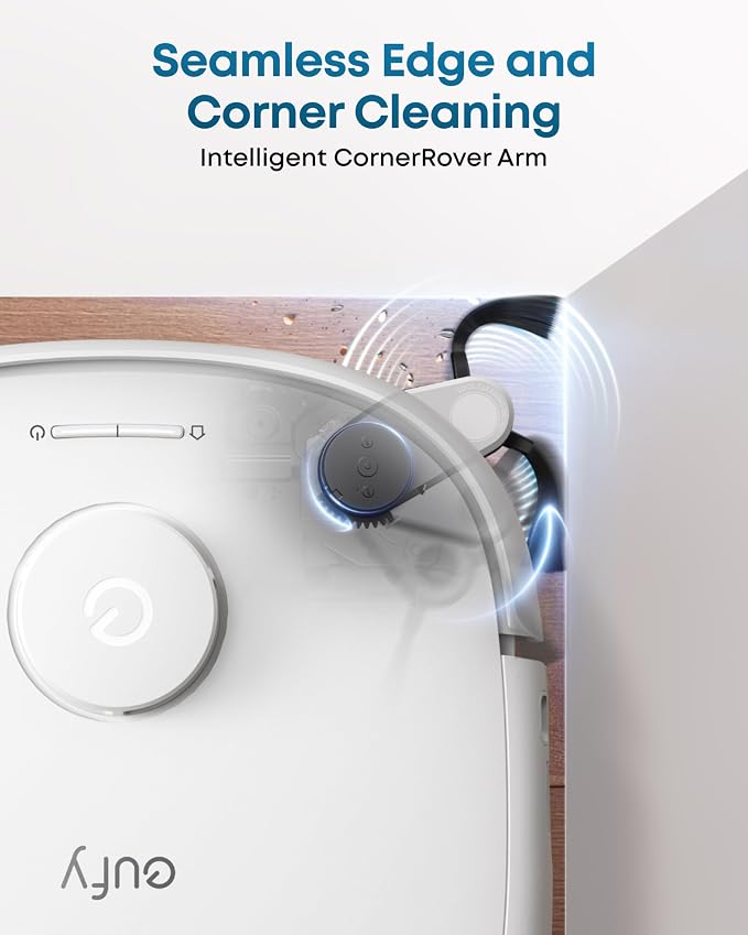 eufy E25 Robot Vacuum and Mop Combo, 20,000 Pa, HydroJet Roller Mop | Extendable Side Brush, All-in-One Station, AI Obstacle Avoidance, Zero-Tangle Design, Edge-to-Corner Cleaning, White