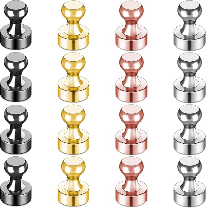 LOVIMAG Fridge Magnets 16Pcs for Refrigerator Whiteboard, Colorful | Small Strong Neodymium Metal Cute Push Pin for Classroom, Kitchen, Accessories Decorative, Office, Calendar