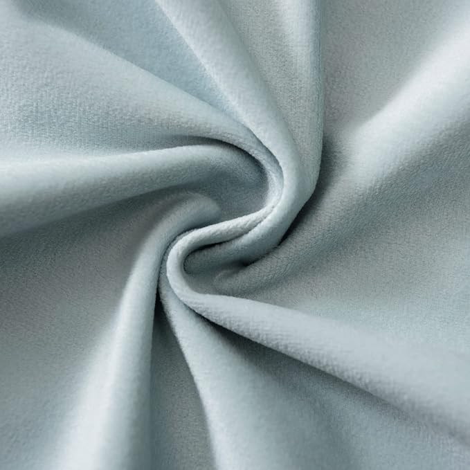 JUSPURBET Powder Blue Velvet Throw Pillow Covers 24x24 inch Set of 2 for Living Room Couch Sofa Bedroom Decorative Square Solid Soft Cushion Cases with Invisible Zipper
