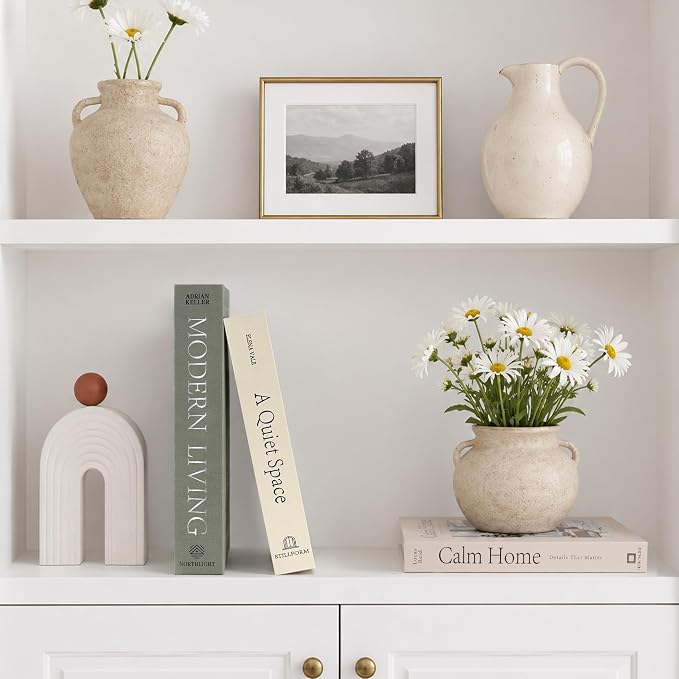 Decorative Books for Home Decor, Set of 3 Stackable Fake Books for Coffee Table Bookshelf Decor, Modern Aesthetic Decorative Book for Home Living Room Bedroom Office Decoration, Sage Green