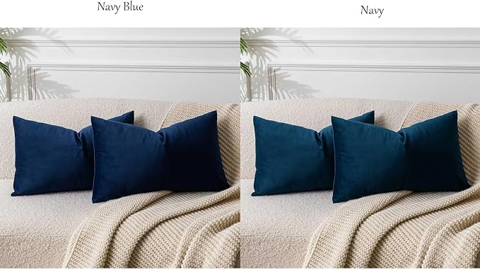 16x24 Pillow Covers Set of 2 Decorative Velvet Throw Pillow Covers,Navy | Luxury Soft Cushion Covers with Invisible Zipper for Couch Sofa Bed Living Room Bedroom Home Decor