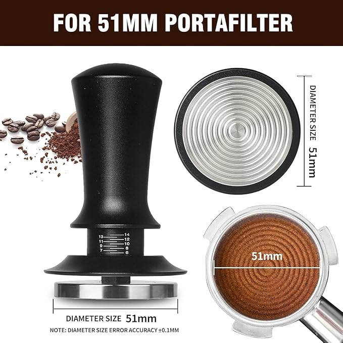 Gmnuiy22 PCS 51mm Coffee Tamper ，Espresso Accessories，Barista Kit with Espresso Tamper ，Frothing Pitcher，WDT Tool，Coffee Stirrer，Tamper Mat ，Coffee Stencils ， Latte Art Pen